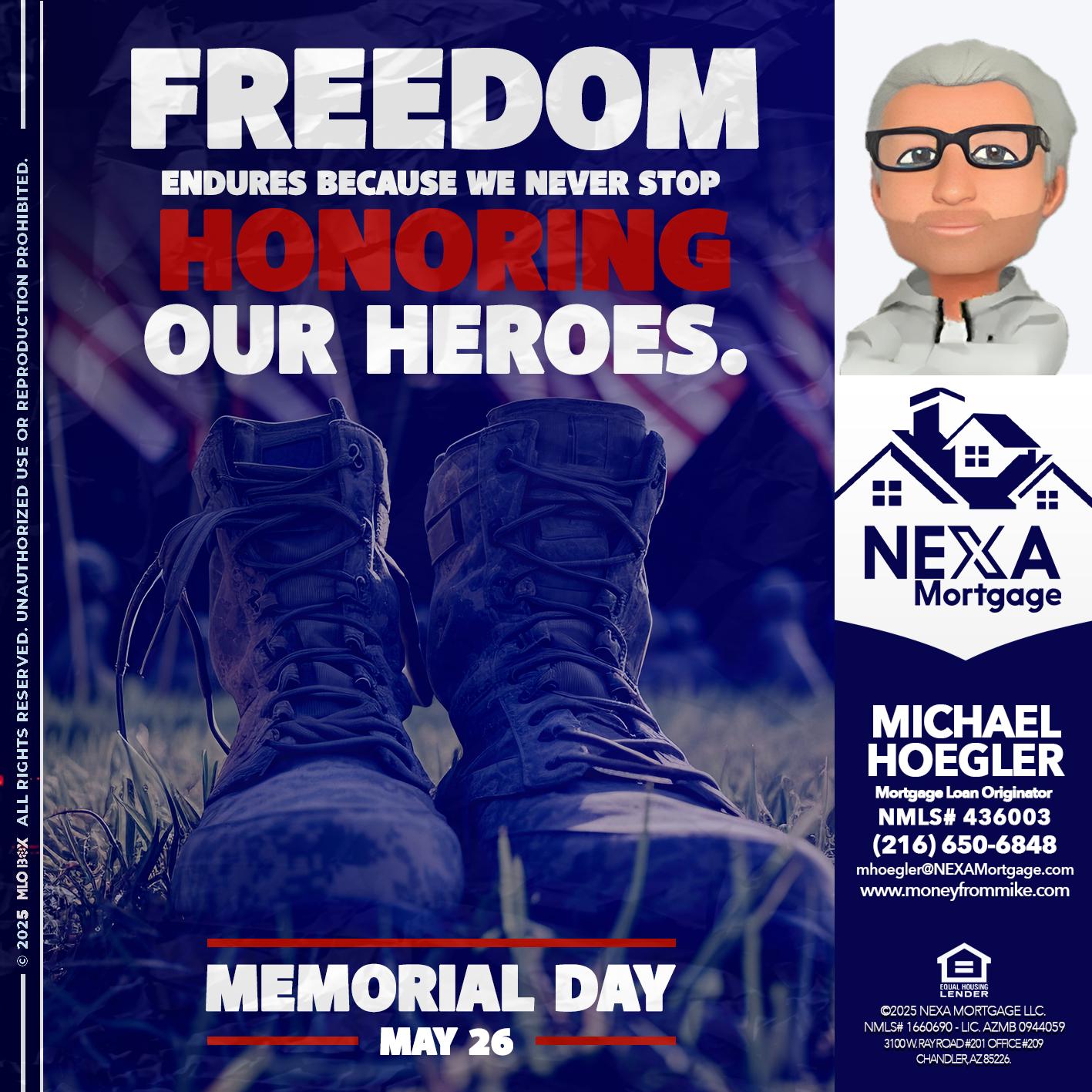Memorial Day - Michael Hoegler -Mortgage Advisor