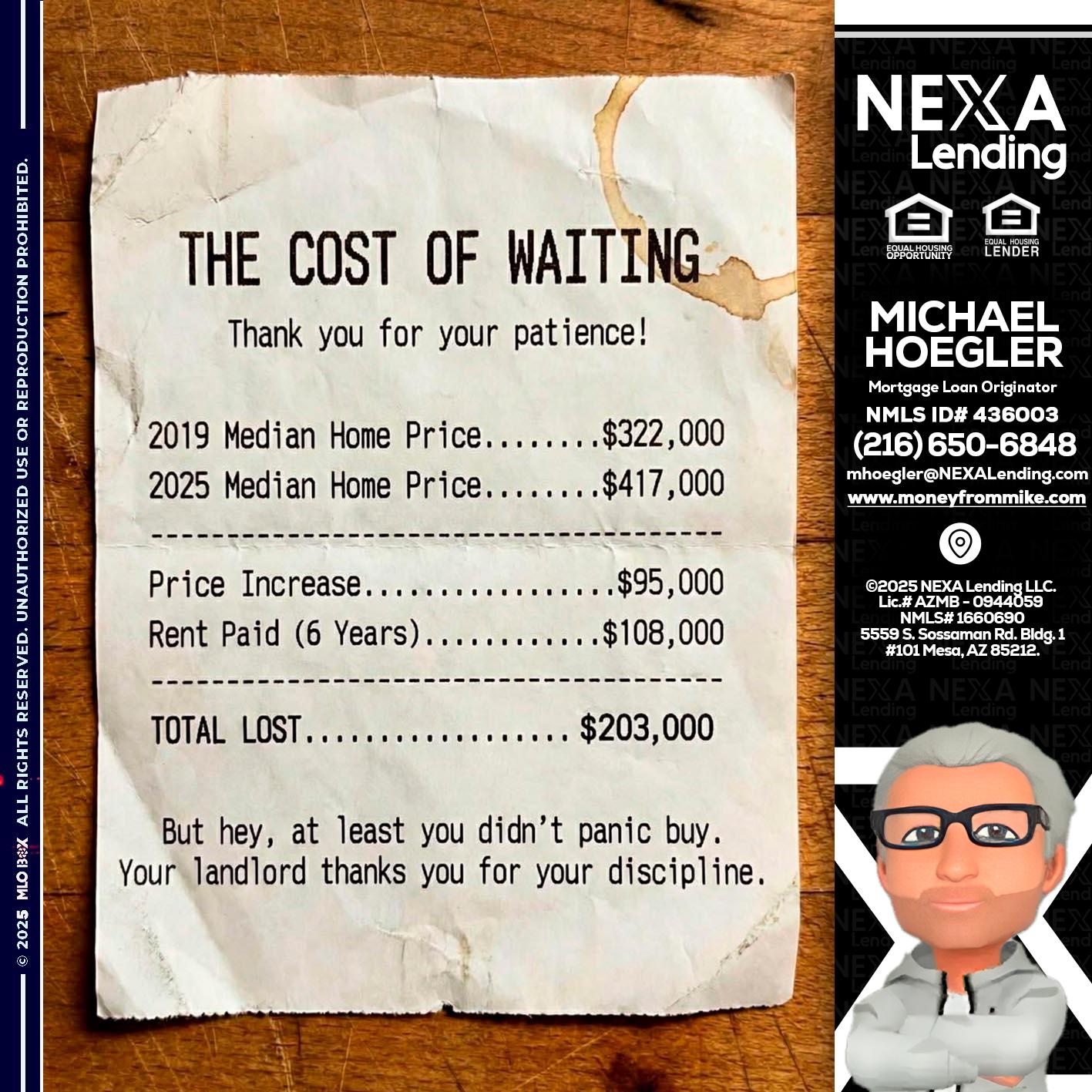 THE COST OF WAITING - Michael Hoegler -Mortgage Advisor