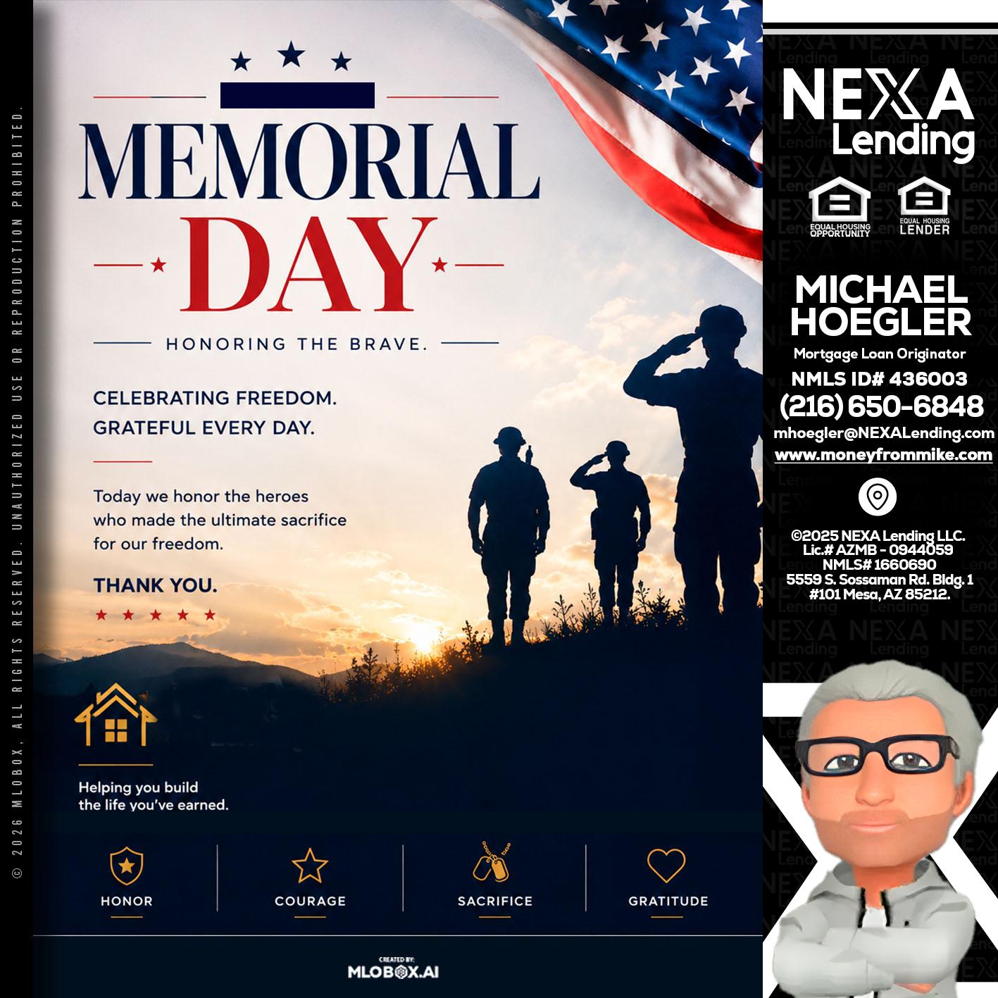 MEMORIAL DAY - Michael Hoegler -Mortgage Advisor